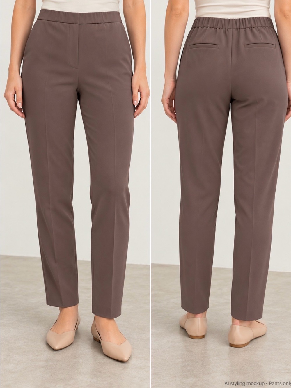 Aritzia Babaton Taupe Brown Pull-On Tapered Dress Pants Size 8